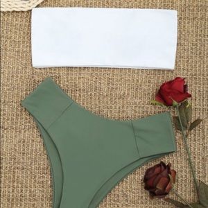 High Cut Two Tone Bandeau Bikini